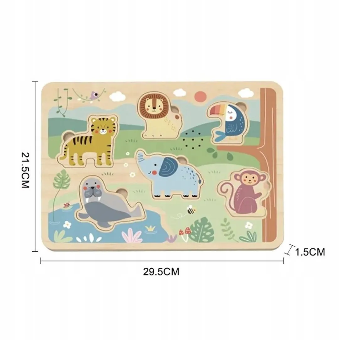 Tooky Toy Houten Geluidspuzzel Dieren TL065N - 6 Stuks - Meerkleurig