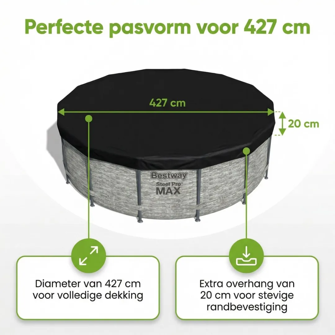 Bestway Afdekzeil Rond 427cm - 58248 - Zwart