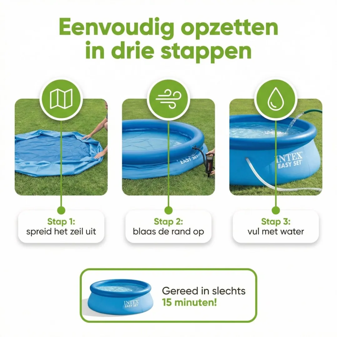 Intex Easy Set Zwembad 366x76cm - Blauw - 7-delig