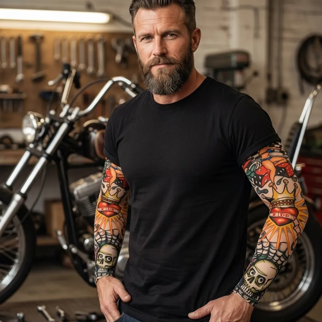 NUVEX Tattoo Mouwen Set - 8 Stuks - Multicolor/Zwart
