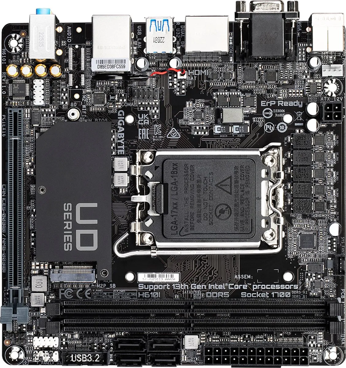 Gigabyte H610I Mini-ITX Moederbord - LGA 1700