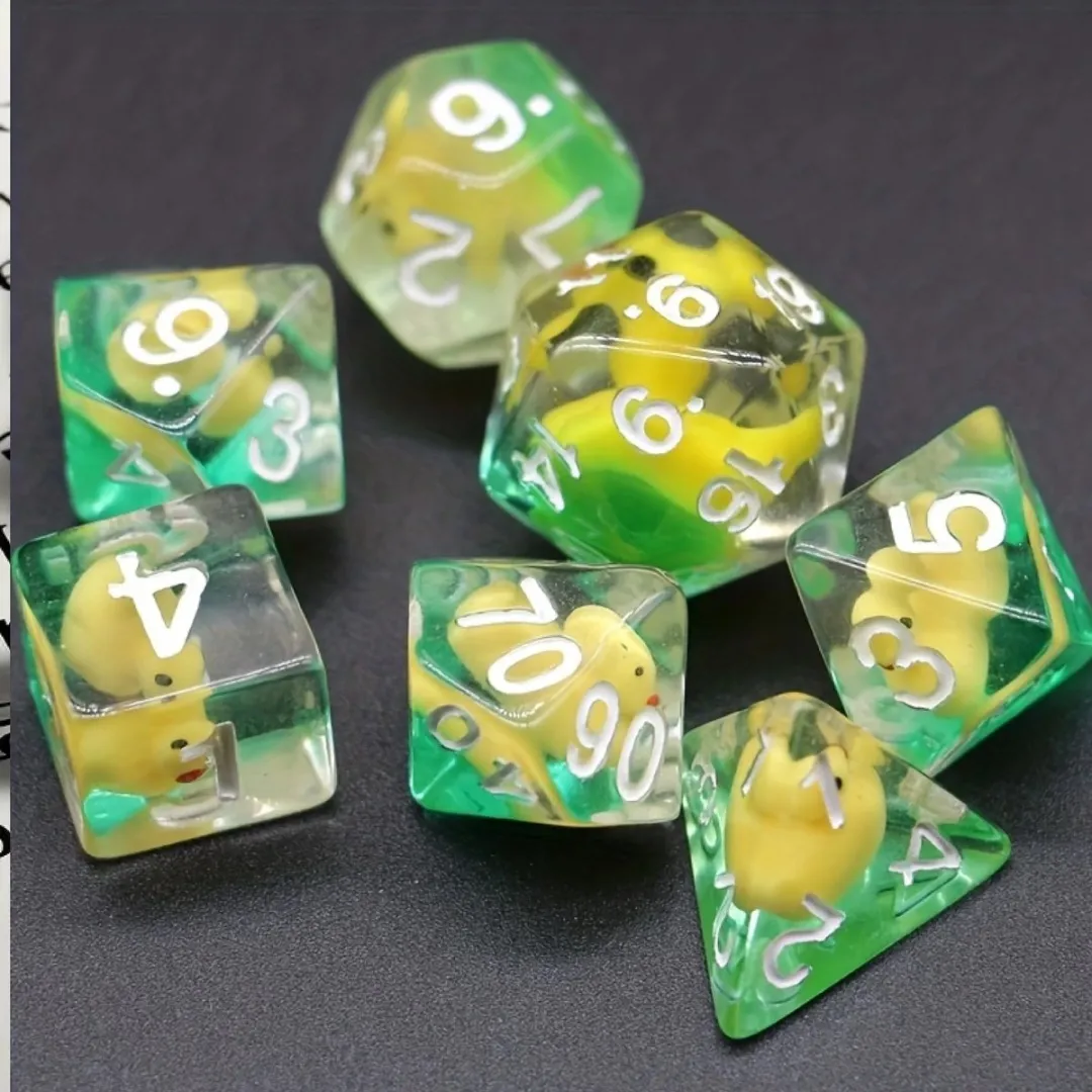 Lapi Toys DnD Duck Dice - 7 Stuks - Geel