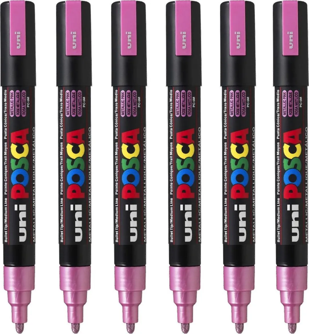 Posca PC-5M Metallic Roze Verfstiften - 6 Stuks - afbeelding 3 van 3