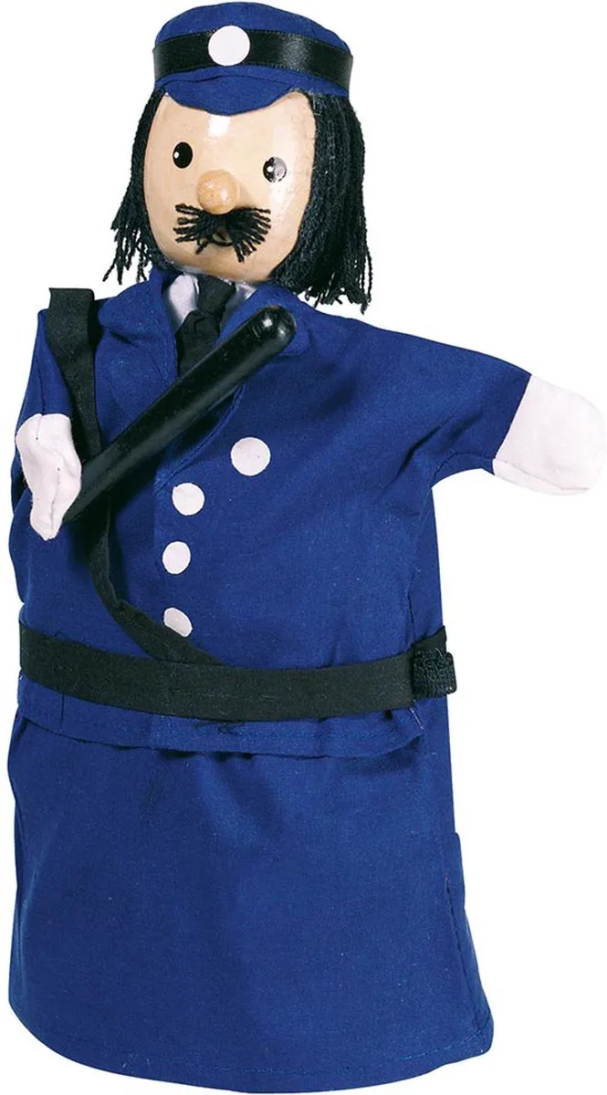 Goki Handpop Politieagent 51994 - Blauw/Zwart