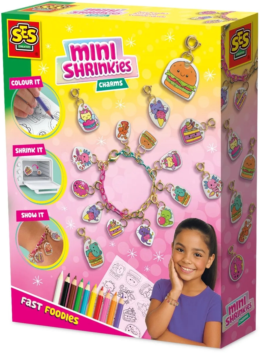 SES Creative Mini Shrinkies Fast Foodies Bedelarmband Oranje - 10 Stuks