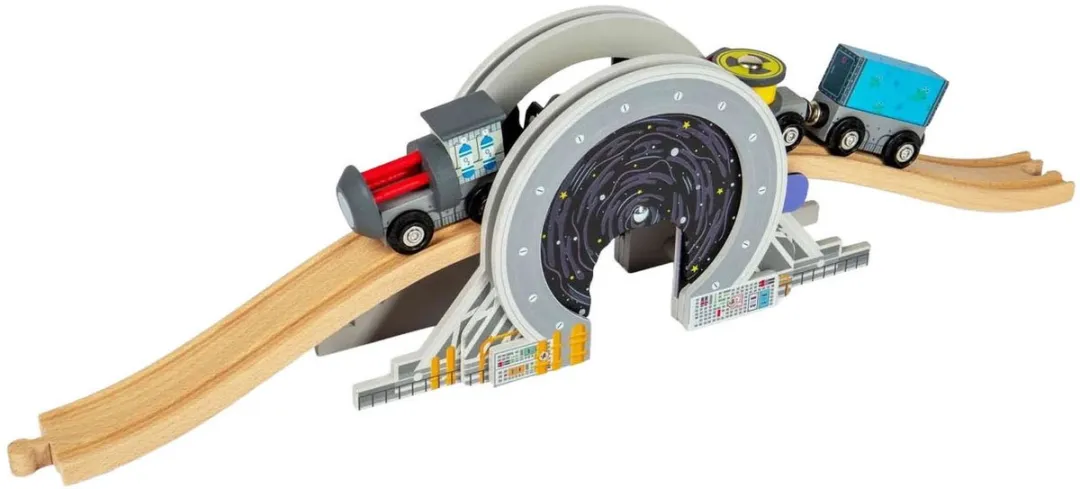 BIGJIGS Ruimtebrug Houten Rails BJT616 - 3 Stuks - Grijs/Houtkleur