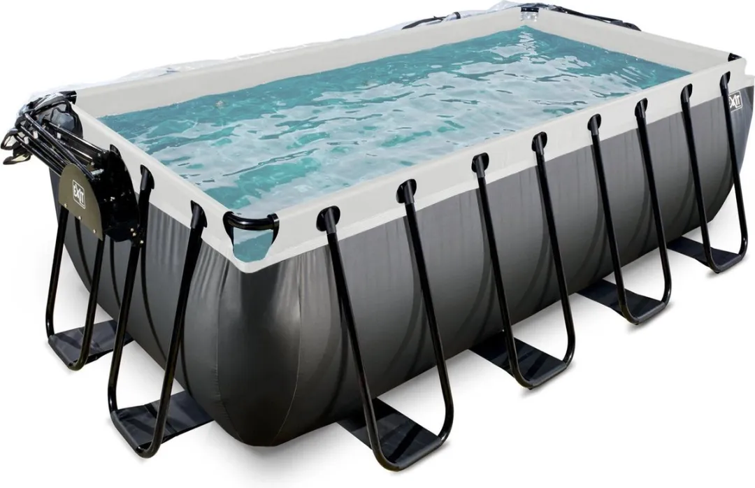 EXIT Toys Black Leather Frame Zwembad 400x200x122cm - 8870L - Zwart