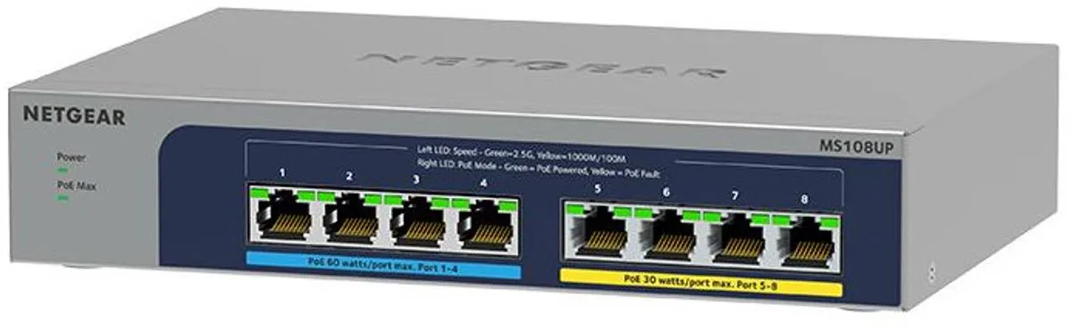 Netgear MS108UP 2,5Gbps PoE Switch - 8 Poorten - 230W