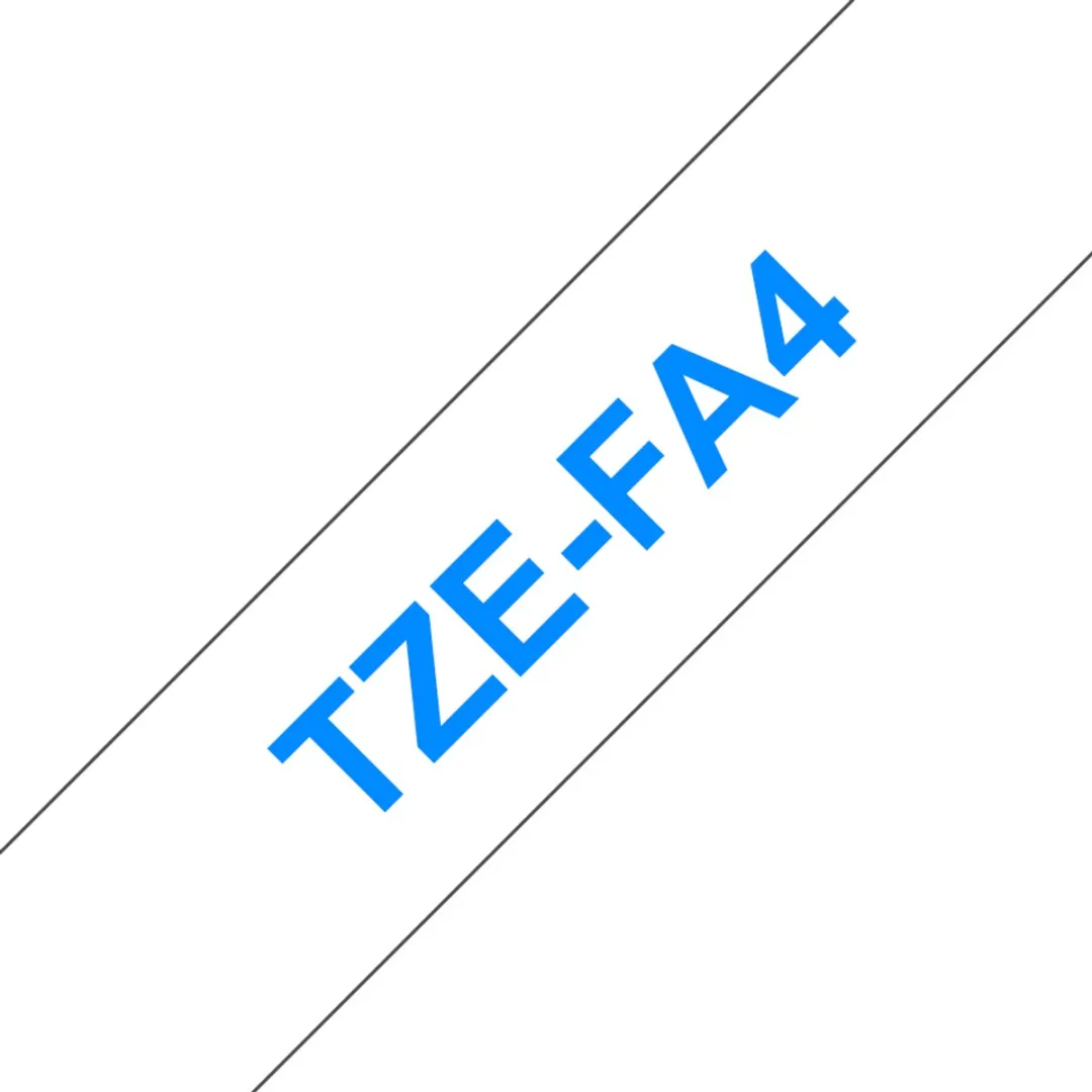 Brother TZEFA4B Labelprintertape - Blauw op wit