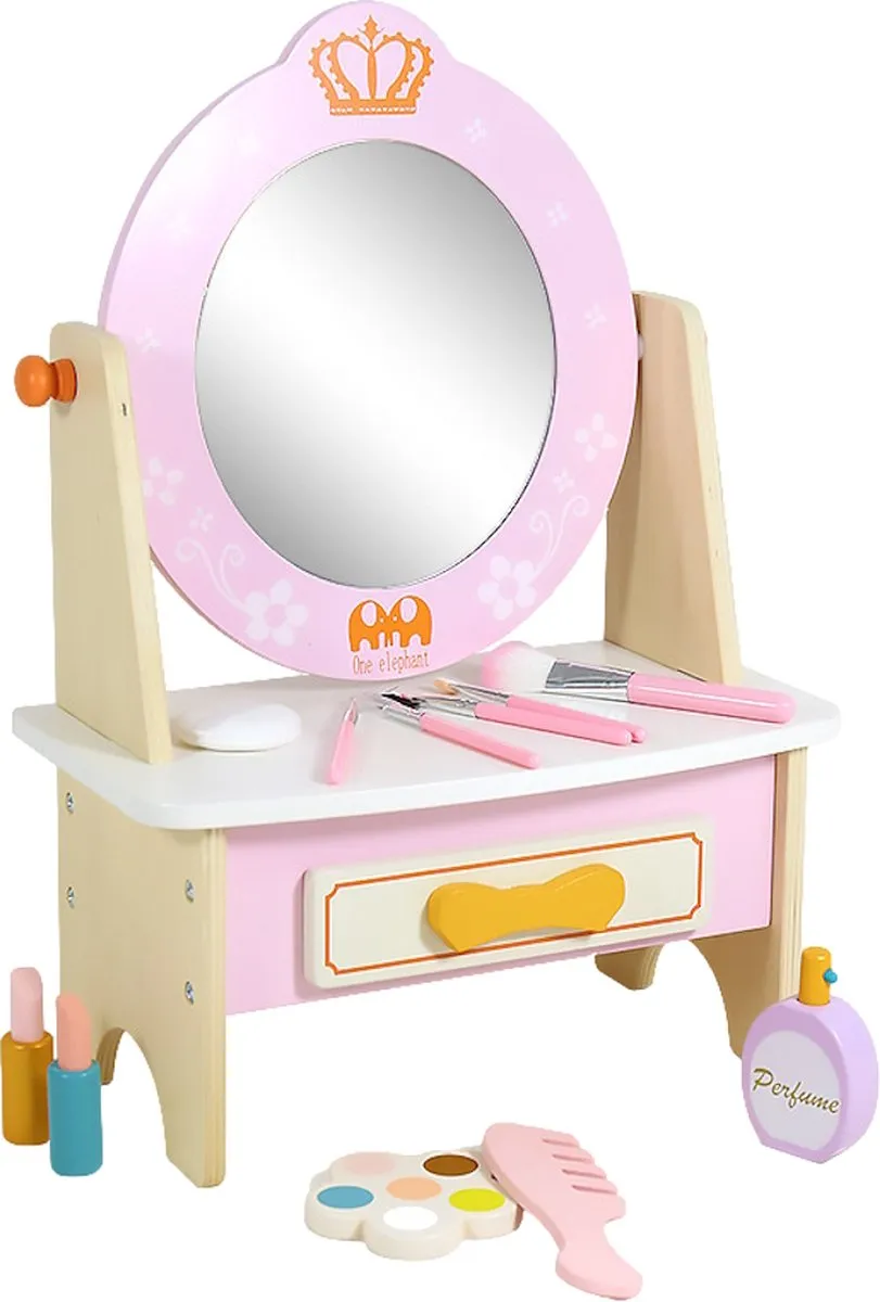 Eco Toys Houten Kaptafel Roze/Multicolor