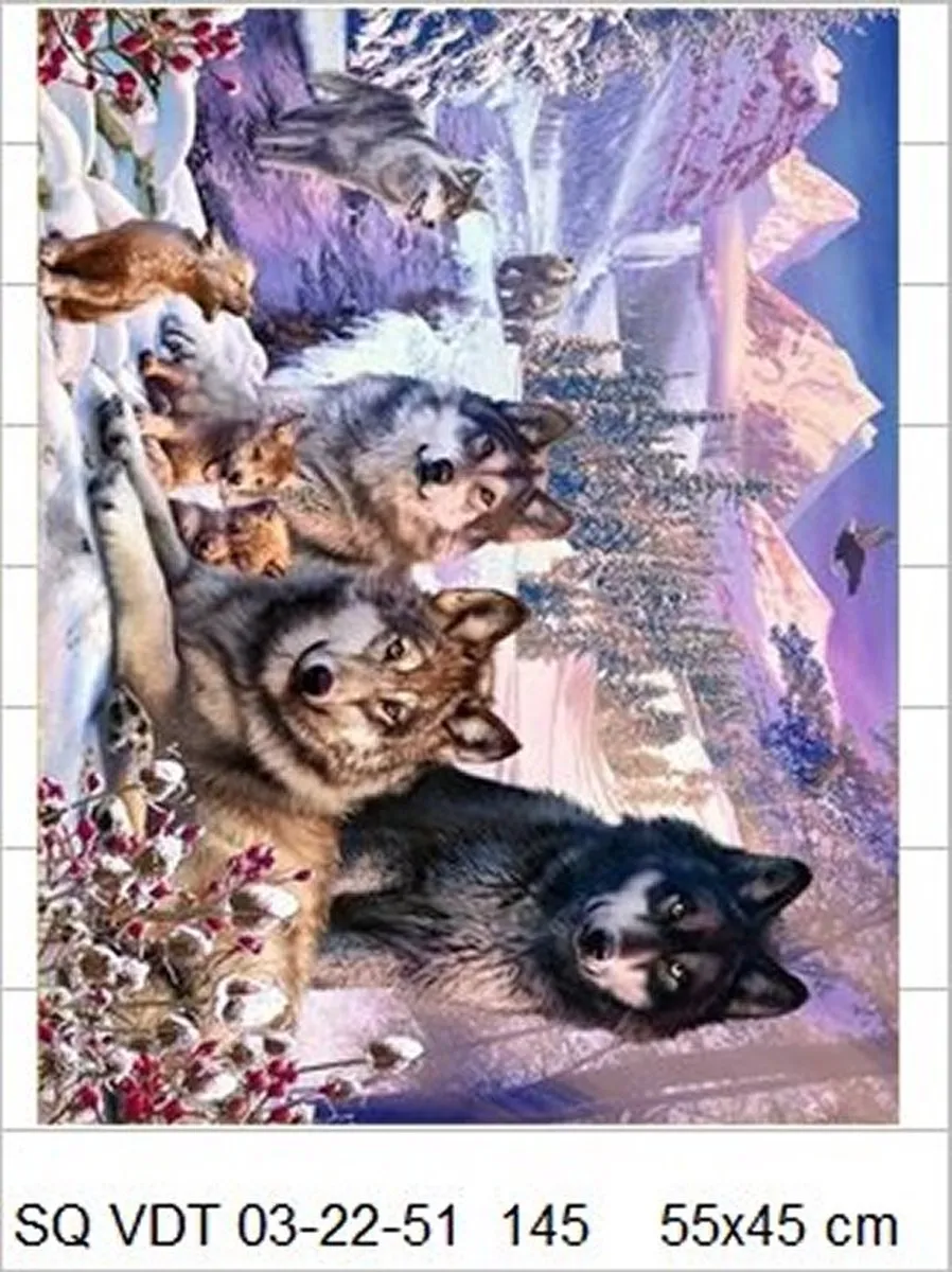 VDTOYS Diamond Painting VDTB145 Wolf Family - Groot 55x45cm
