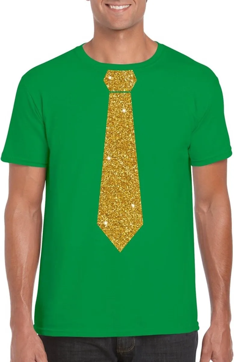 Bellatio Design Groen Fun T-shirt Glittergoud