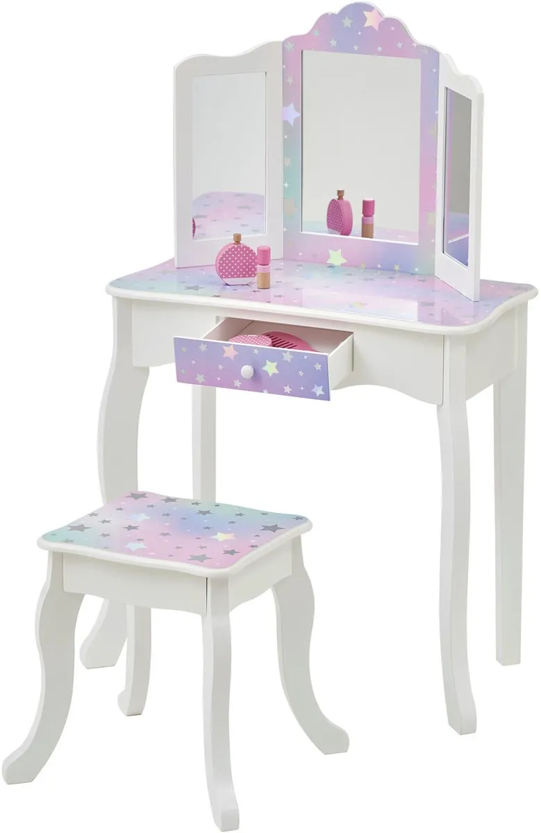 Teamson Kids Houten Kaptafel Sterren Set - Wit/Lilac