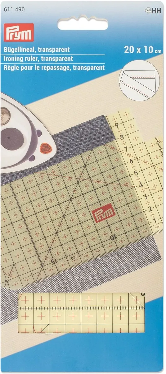 Prym Strijkliniaal Transparant 10x20cm