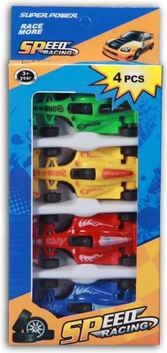 Jonotoys Raceauto 4-delig Multicolor