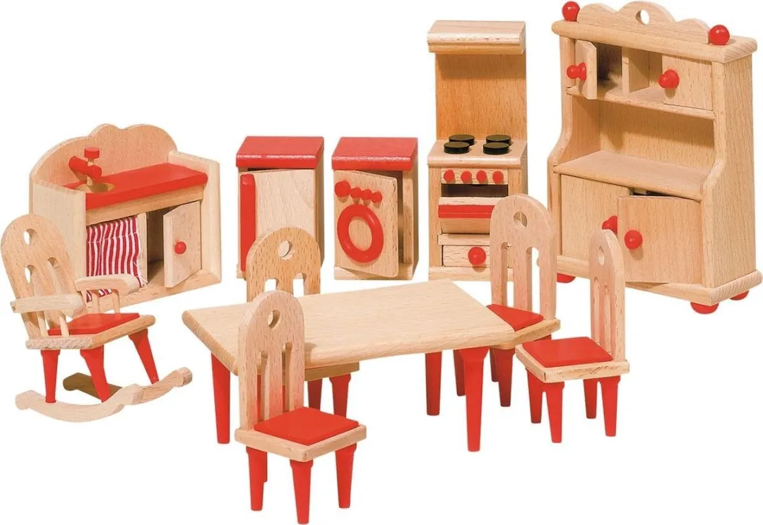 Goki Poppenhuismeubeltjes Serie 2 Keuken 11-delig - Rood