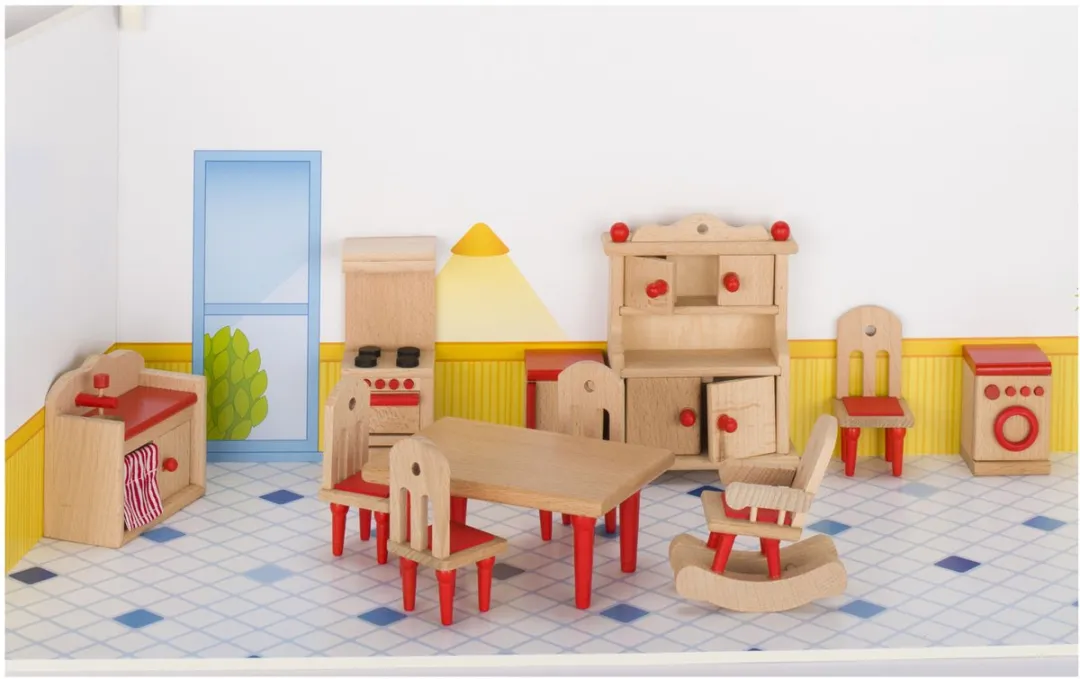 Goki Poppenhuismeubeltjes Serie 2 Keuken 11-delig - Rood