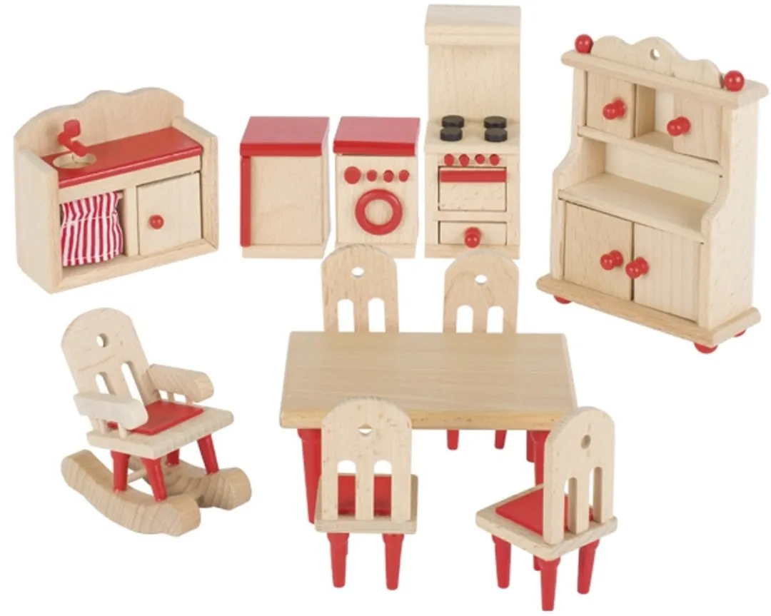 Goki Poppenhuismeubeltjes Serie 2 Keuken 11-delig - Rood
