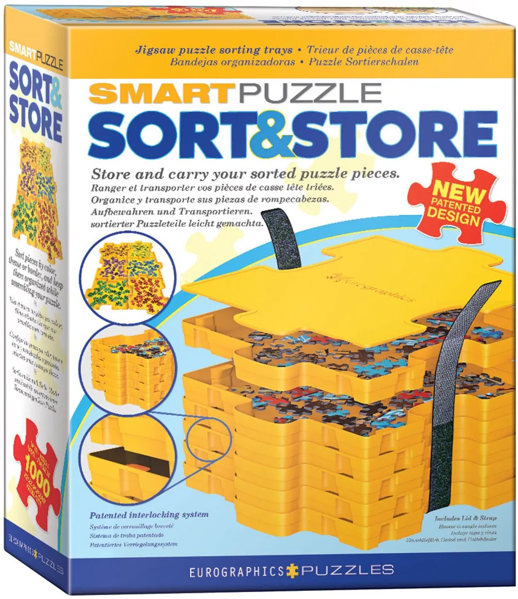 Eurographics Smart Puzzle Sort&Store 8955-0105 - 6 Bakjes 21x21x8cm - Geel