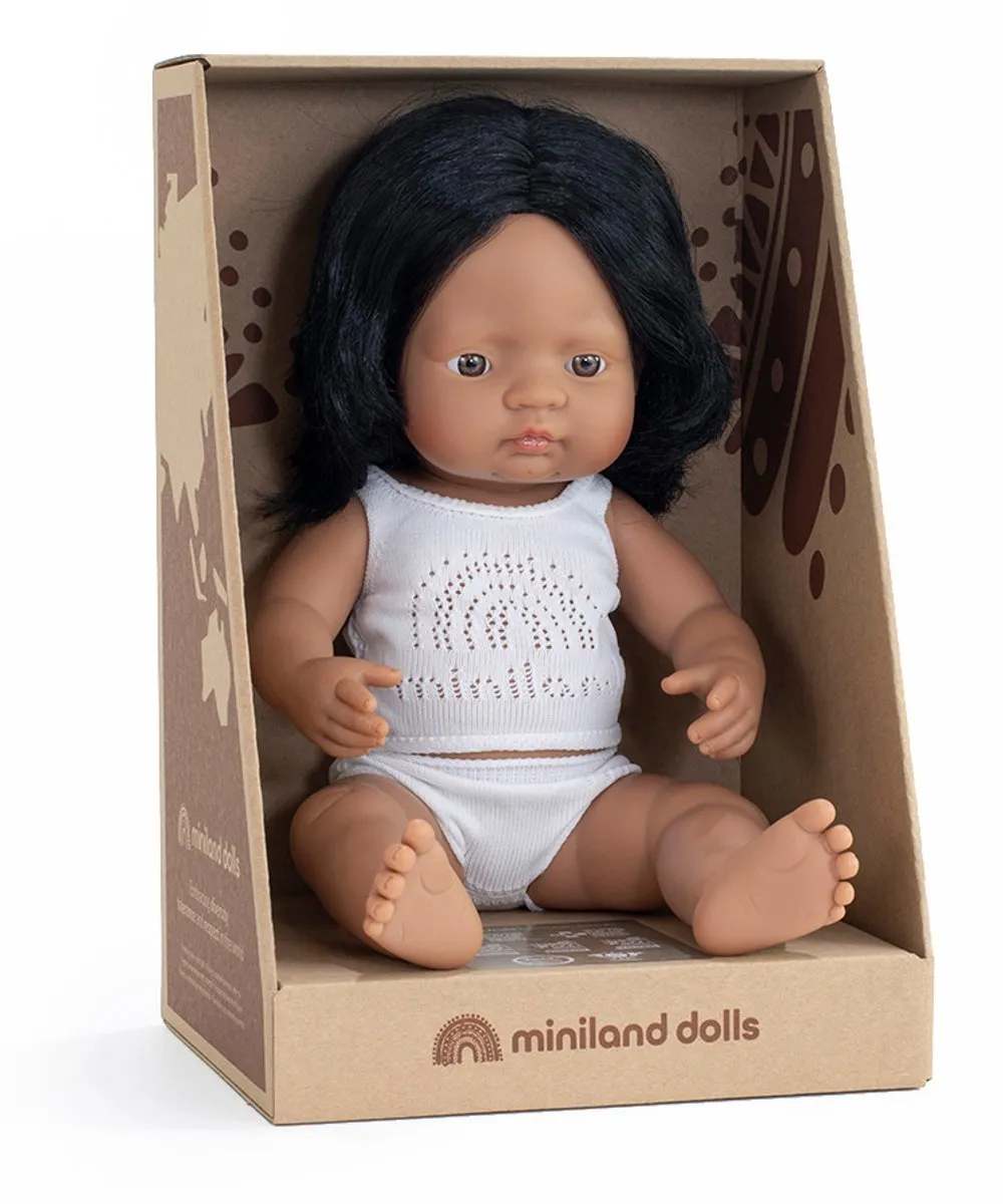 Miniland ML Poppen 31158 Pop Latijns-Amerikaans Meisje 38cm - Multicolor