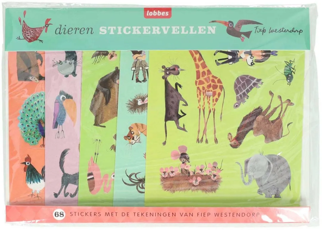 Johntoy Wins Fiep Westendorp Dierenstickers - 5 Stuks - Meerkleurig