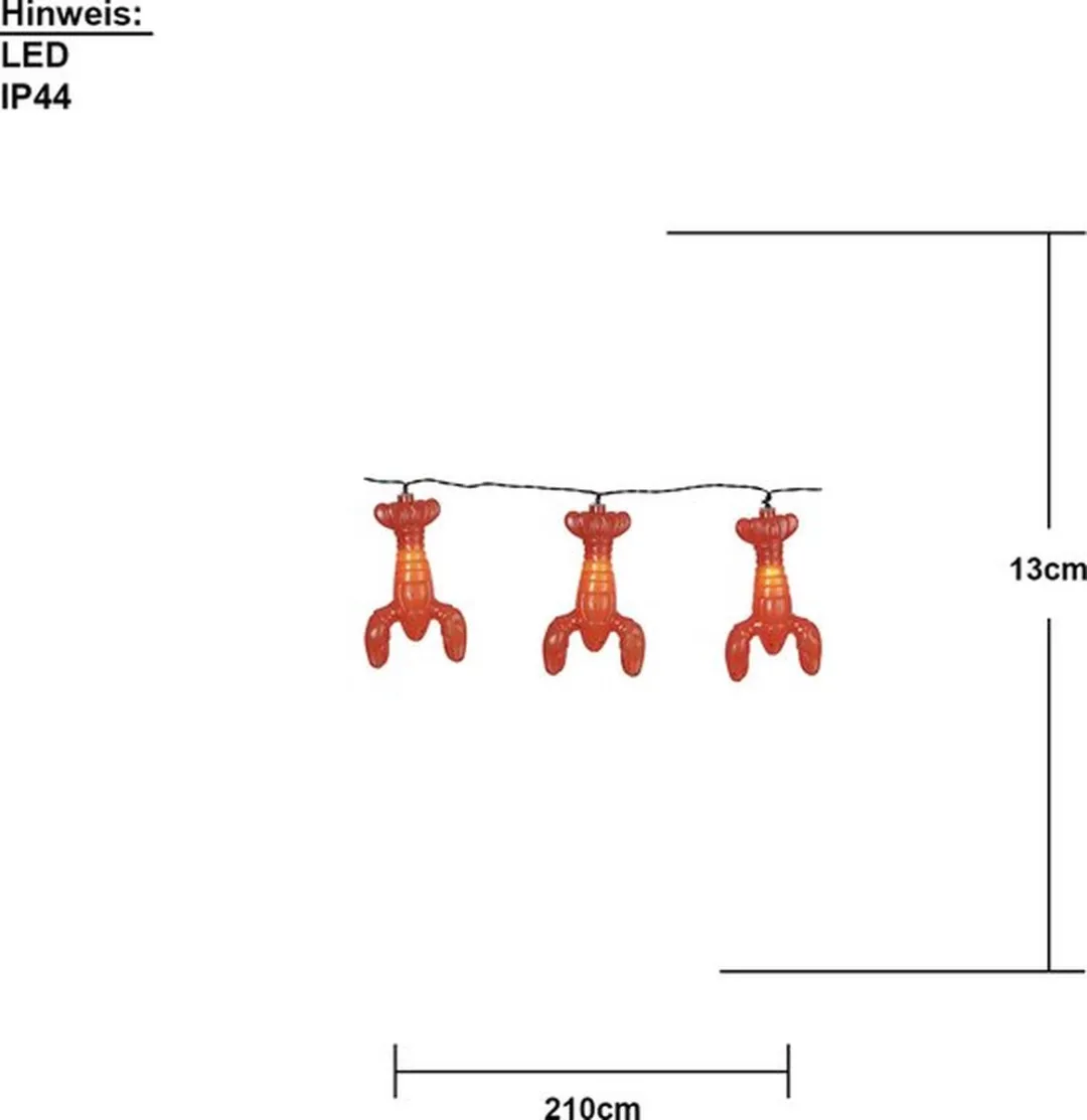 Star Trading Crayfish Party Rivierkreeft Verlichting - 8 Stuks - 2,1m - Oranje