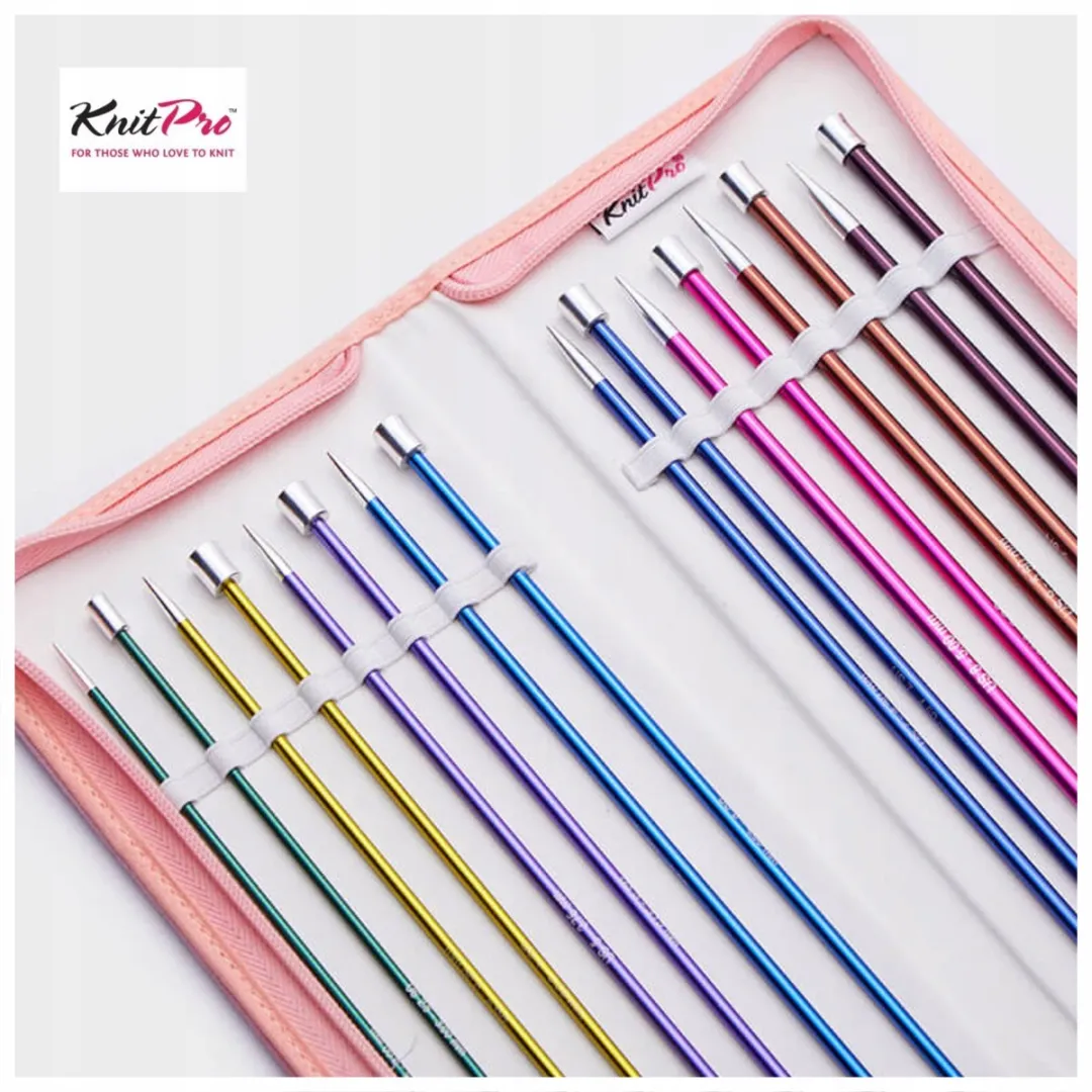 KnitPro Zing Grande Rechte Metalen Breinaalden - 11 Paren - 25cm - Multicolor