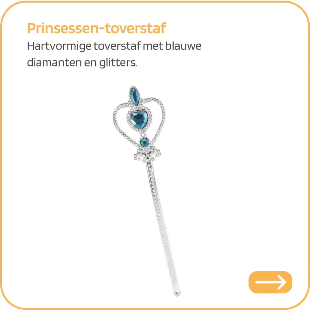 Jobber Toys Prinsessen Kroon Toverstaf Set - Blauw - 3 Stuks