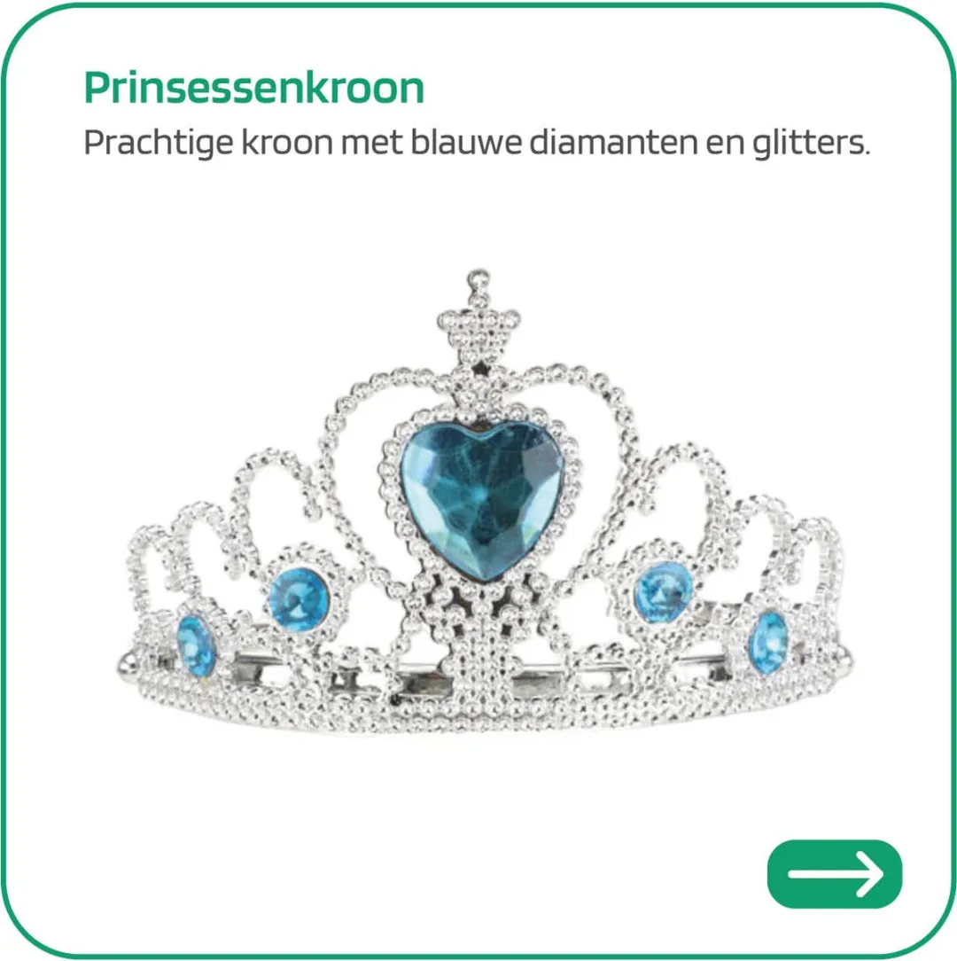 Jobber Toys Prinsessen Kroon Toverstaf Set - Blauw - 3 Stuks