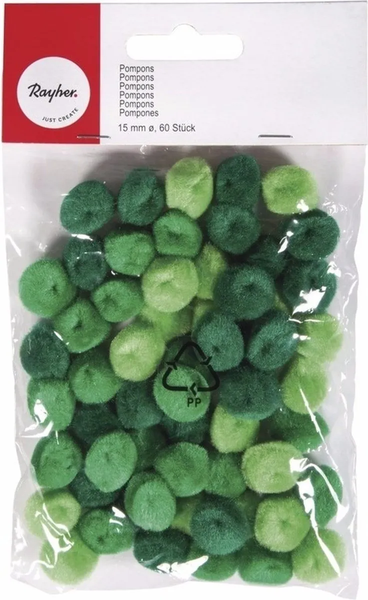 Rayher Knutsel Pompons 15mm - Groen - 120 Stuks