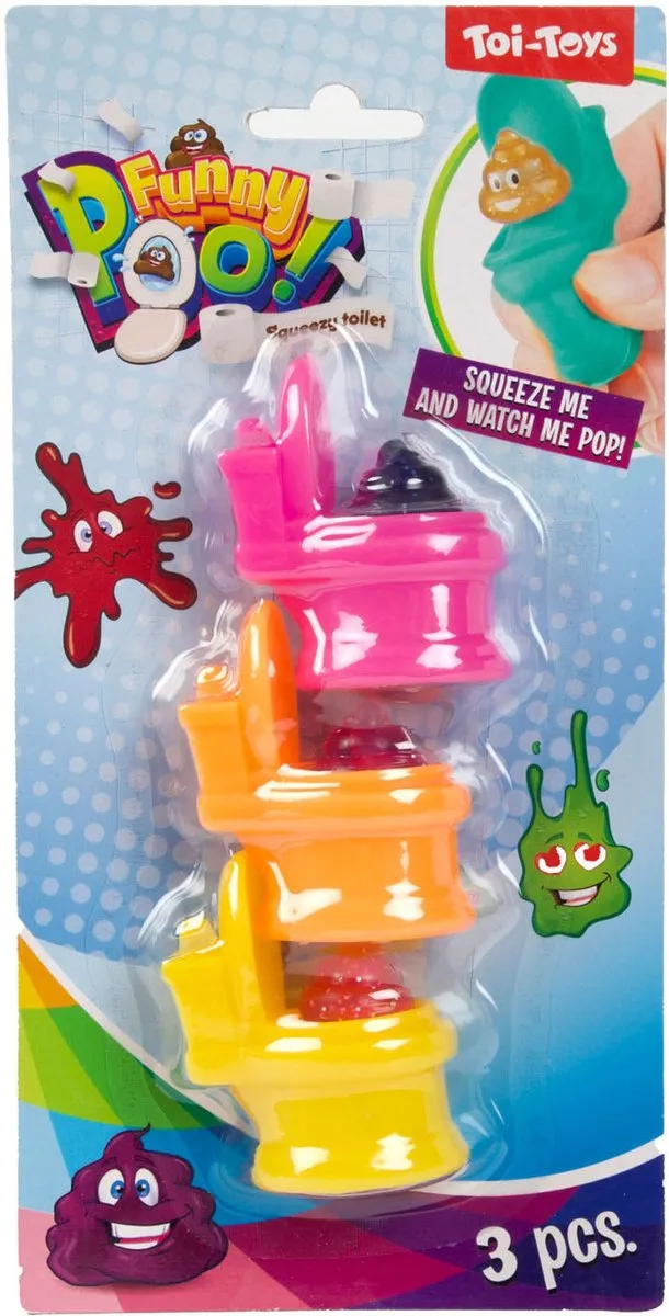Toi-Toys Funny Poo Knijptoiletten - 3 Stuks - Multicolor