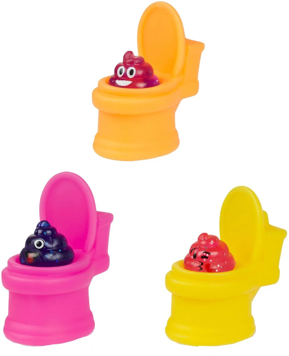 Toi-Toys Funny Poo Knijptoiletten - 3 Stuks - Multicolor