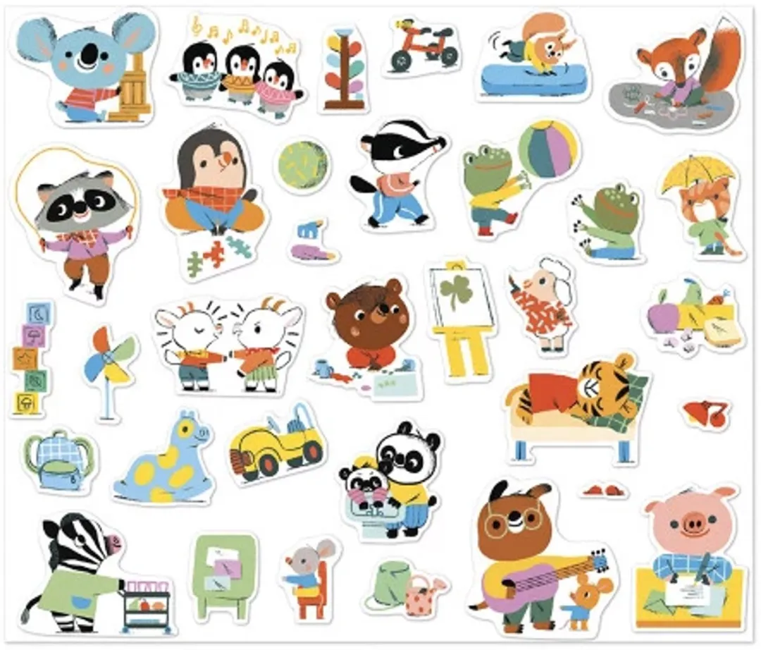 Janod Stickers Dieren op de Kleuterschool - Meerkleurig