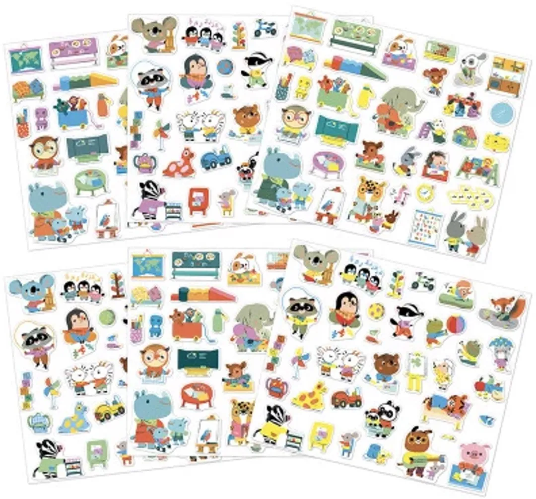 Janod Stickers Dieren op de Kleuterschool - Meerkleurig