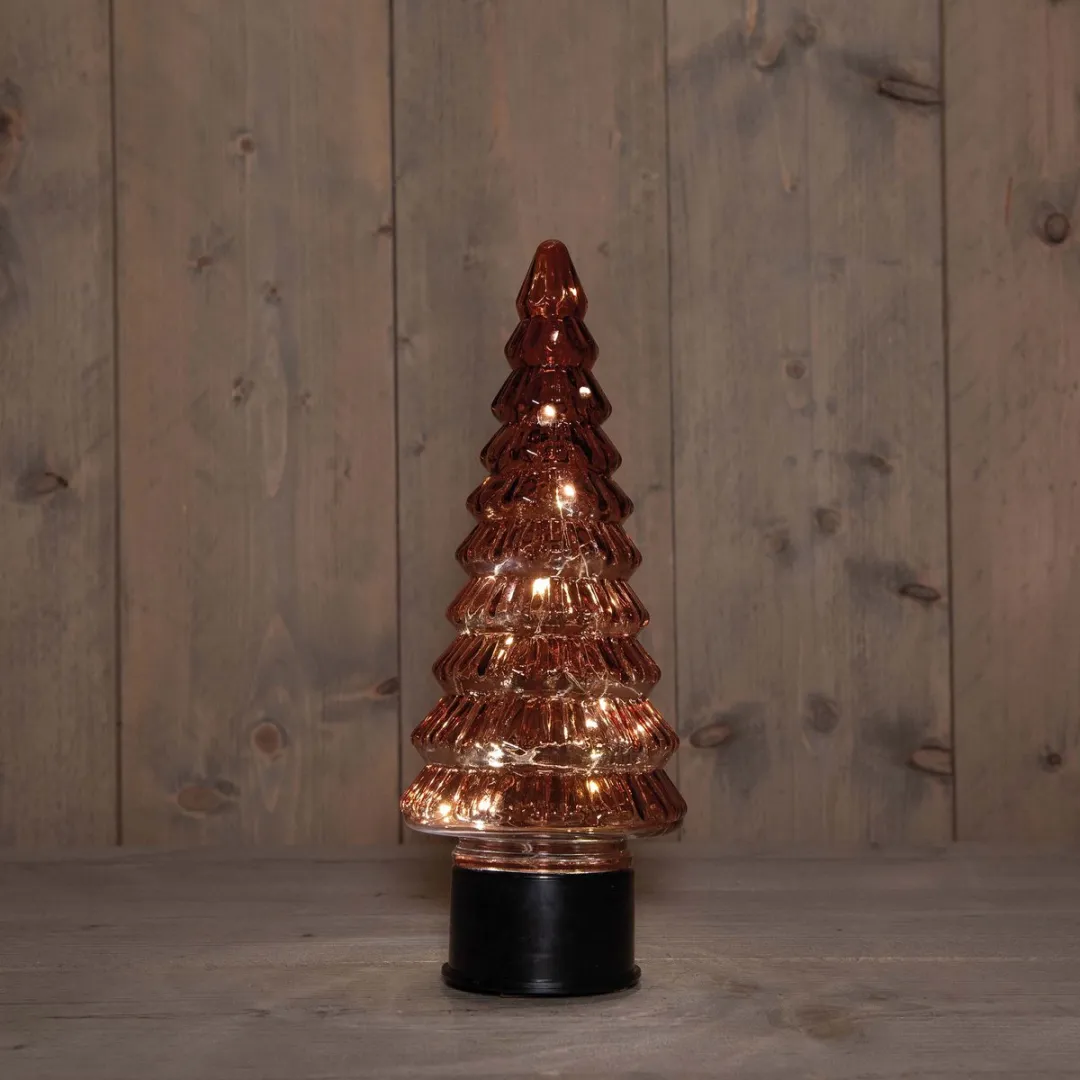 Anna's Collection Boompje Glas LED 35x13cm - Bordeaux