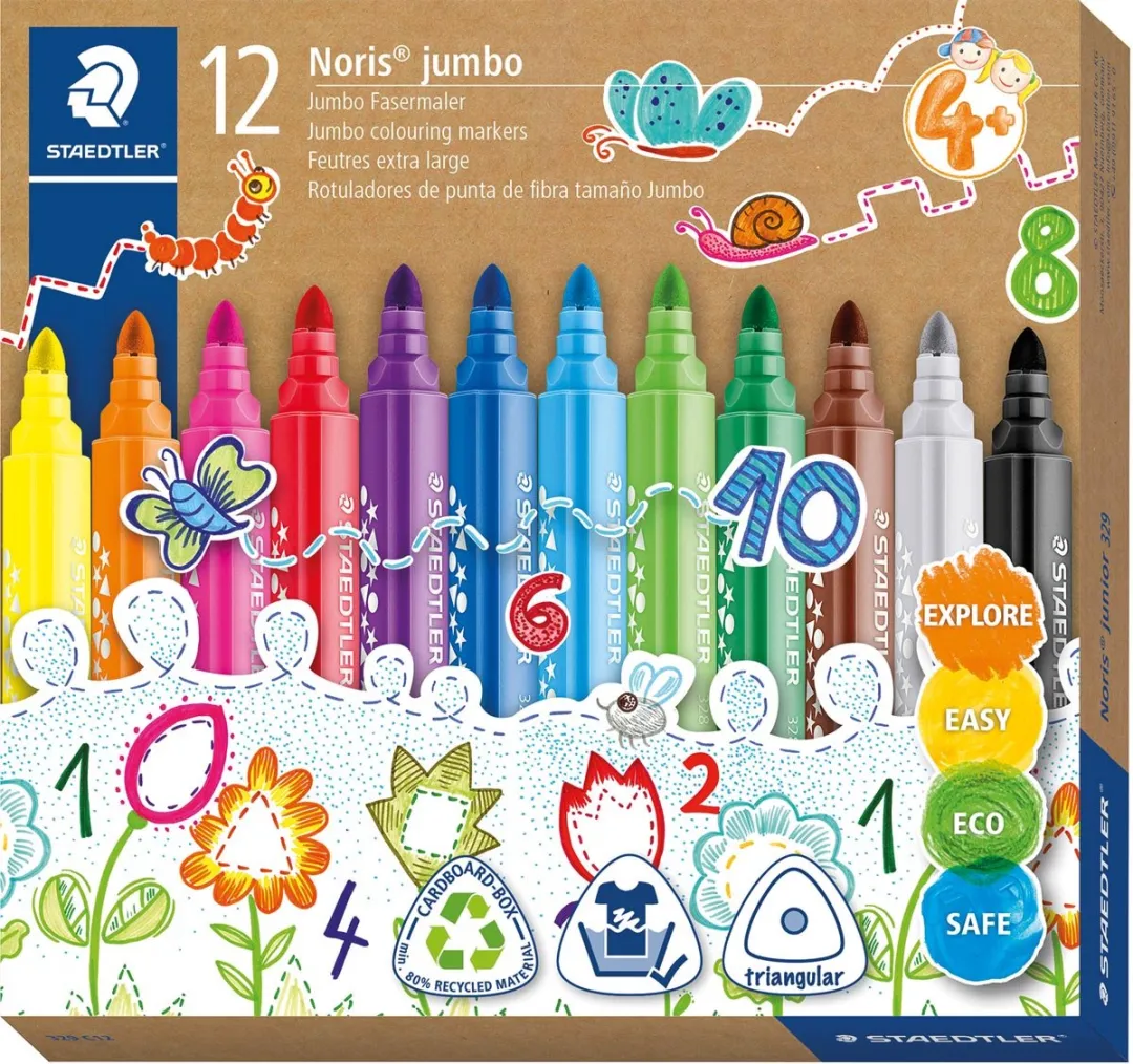 STAEDTLER Noris Jumbo Driekantige Viltstift 12 Kleuren