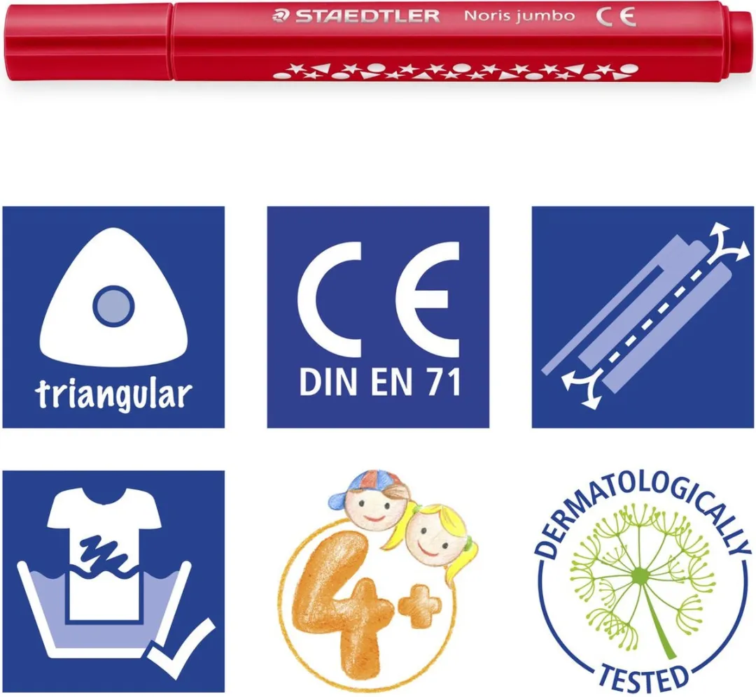 STAEDTLER Noris Jumbo Driekantige Viltstift 12 Kleuren