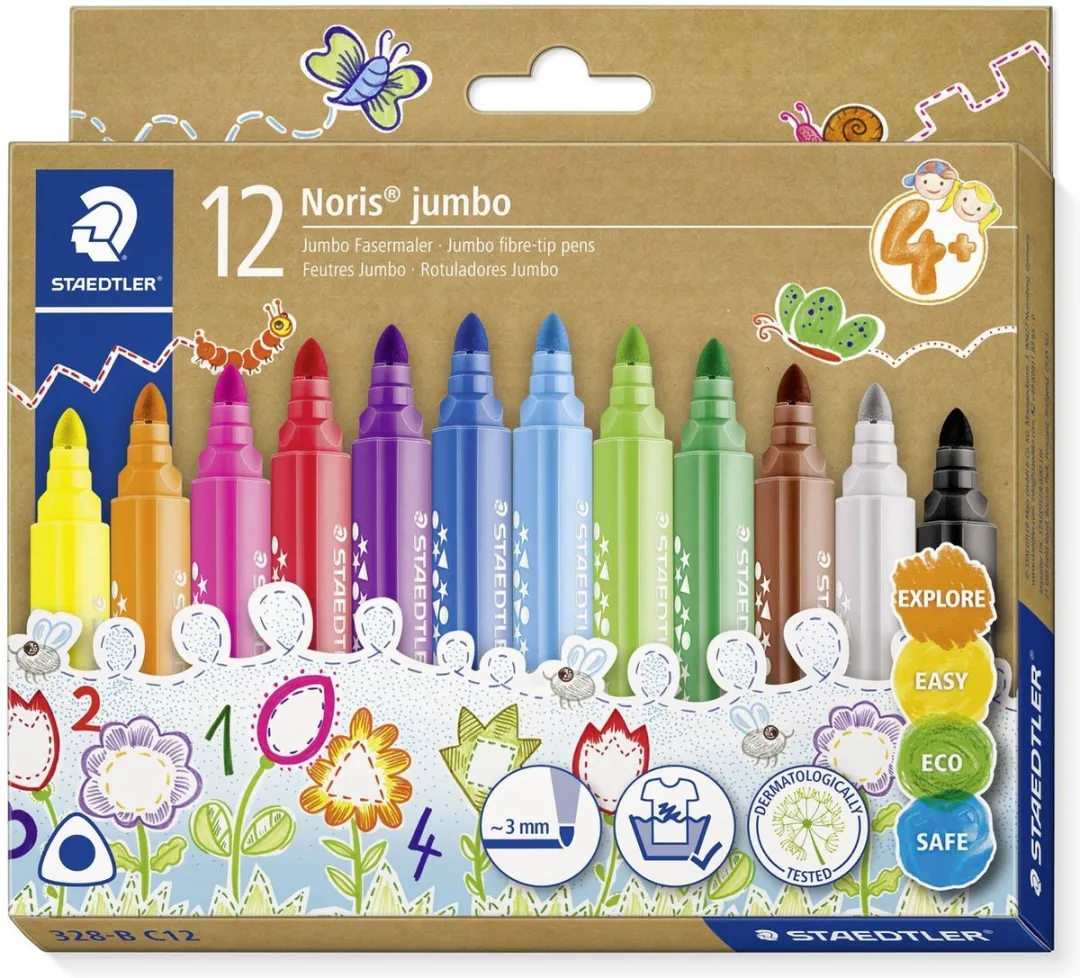STAEDTLER Noris Jumbo Driekantige Viltstift 12 Kleuren - afbeelding 6 van 6
