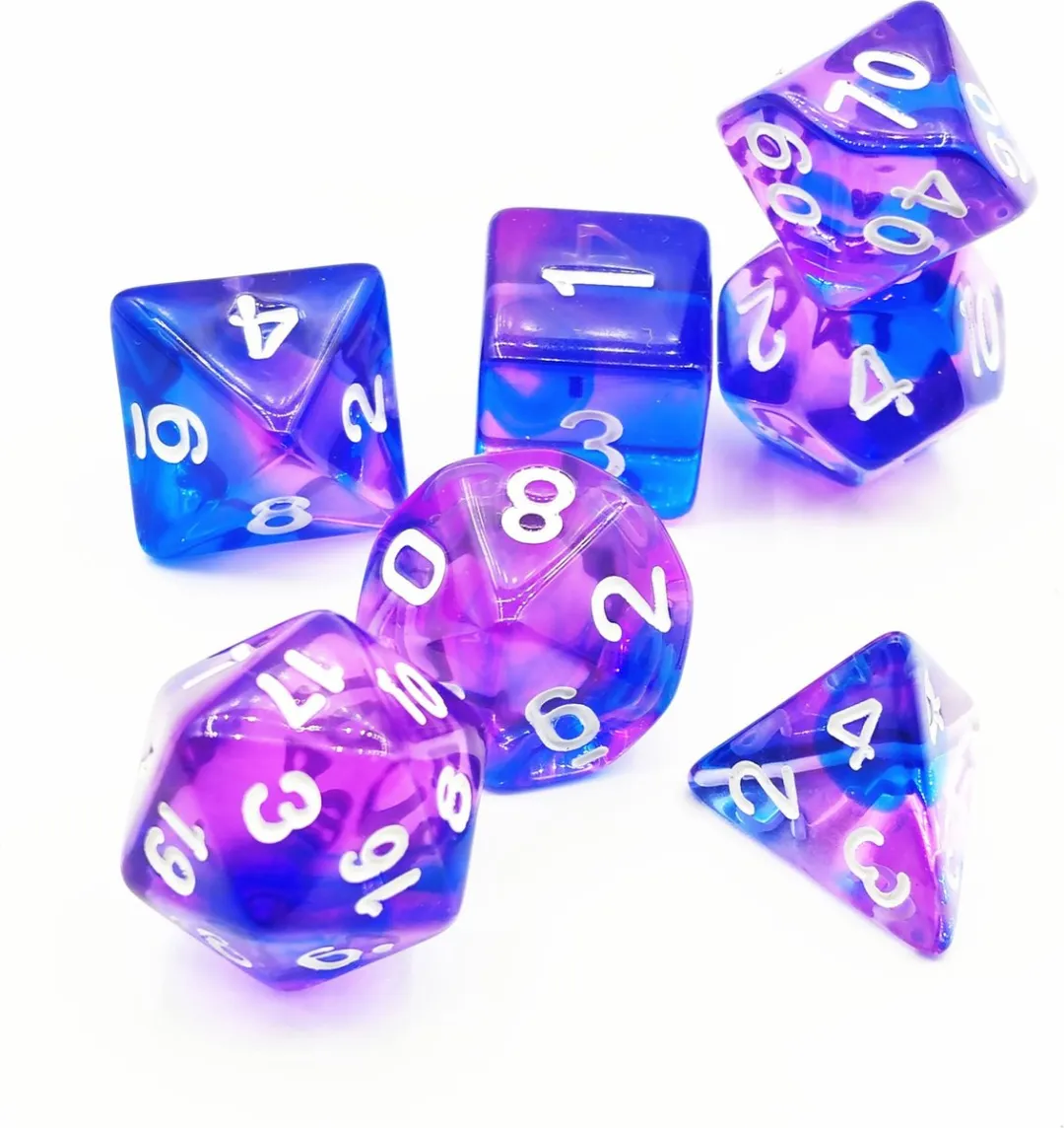 Lapi Toys D&D Polydice Set 7 Stuks - Acryl - Paars/Blauw