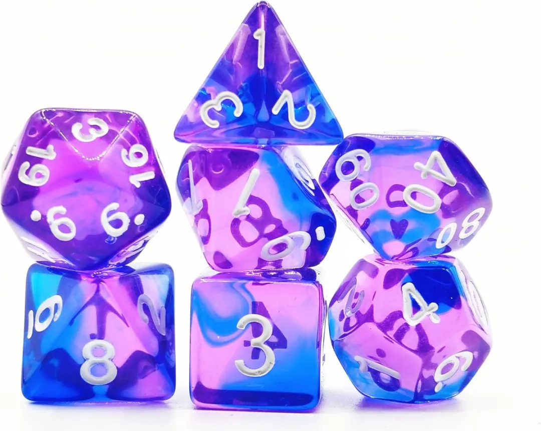 Lapi Toys D&D Polydice Set 7 Stuks - Acryl - Paars/Blauw
