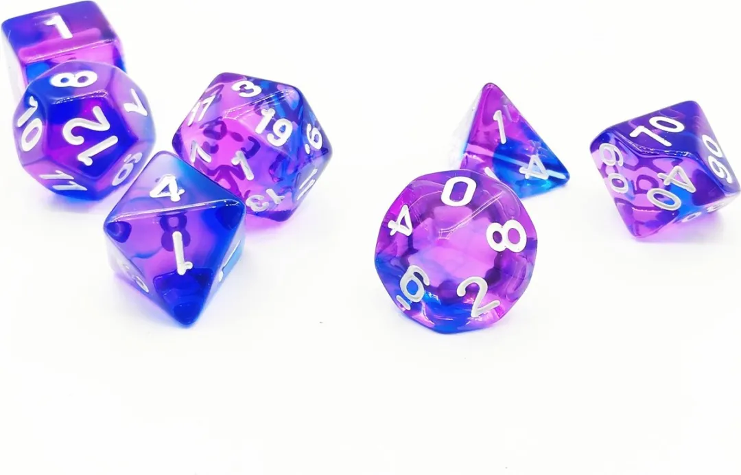 Lapi Toys D&D Polydice Set 7 Stuks - Acryl - Paars/Blauw