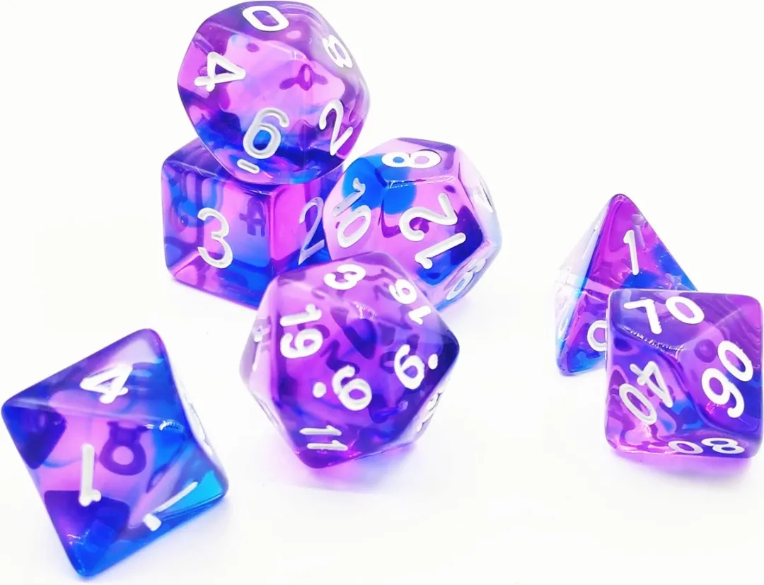Lapi Toys D&D Polydice Set 7 Stuks - Acryl - Paars/Blauw
