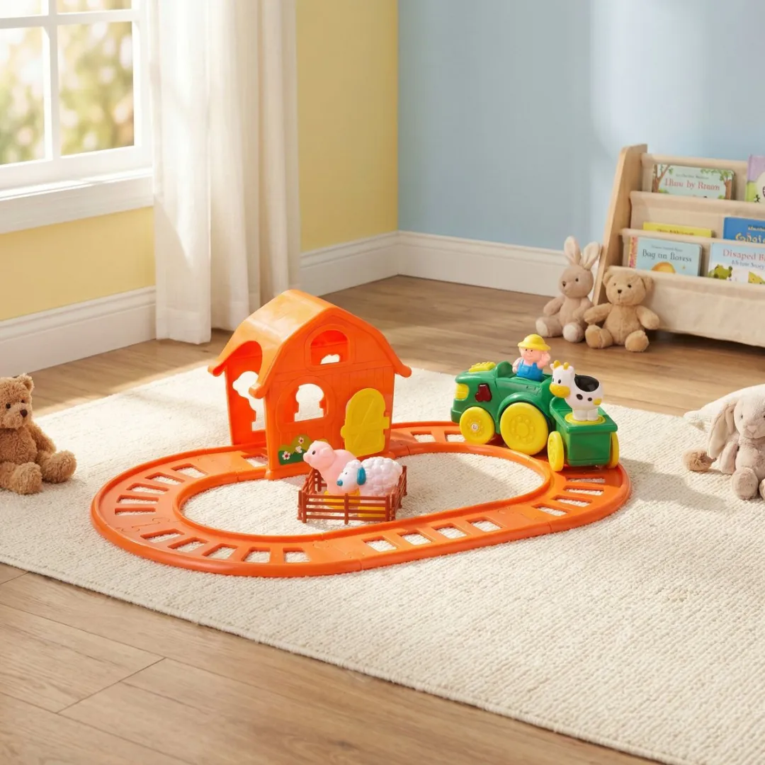 Eddy Toys Boerderijtrein met Geluid en Licht - Oranje