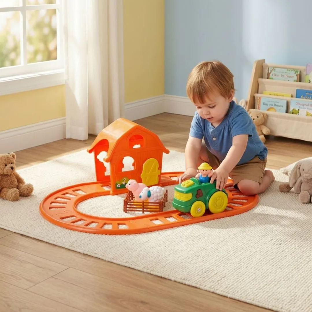 Eddy Toys Boerderijtrein met Geluid en Licht - Oranje