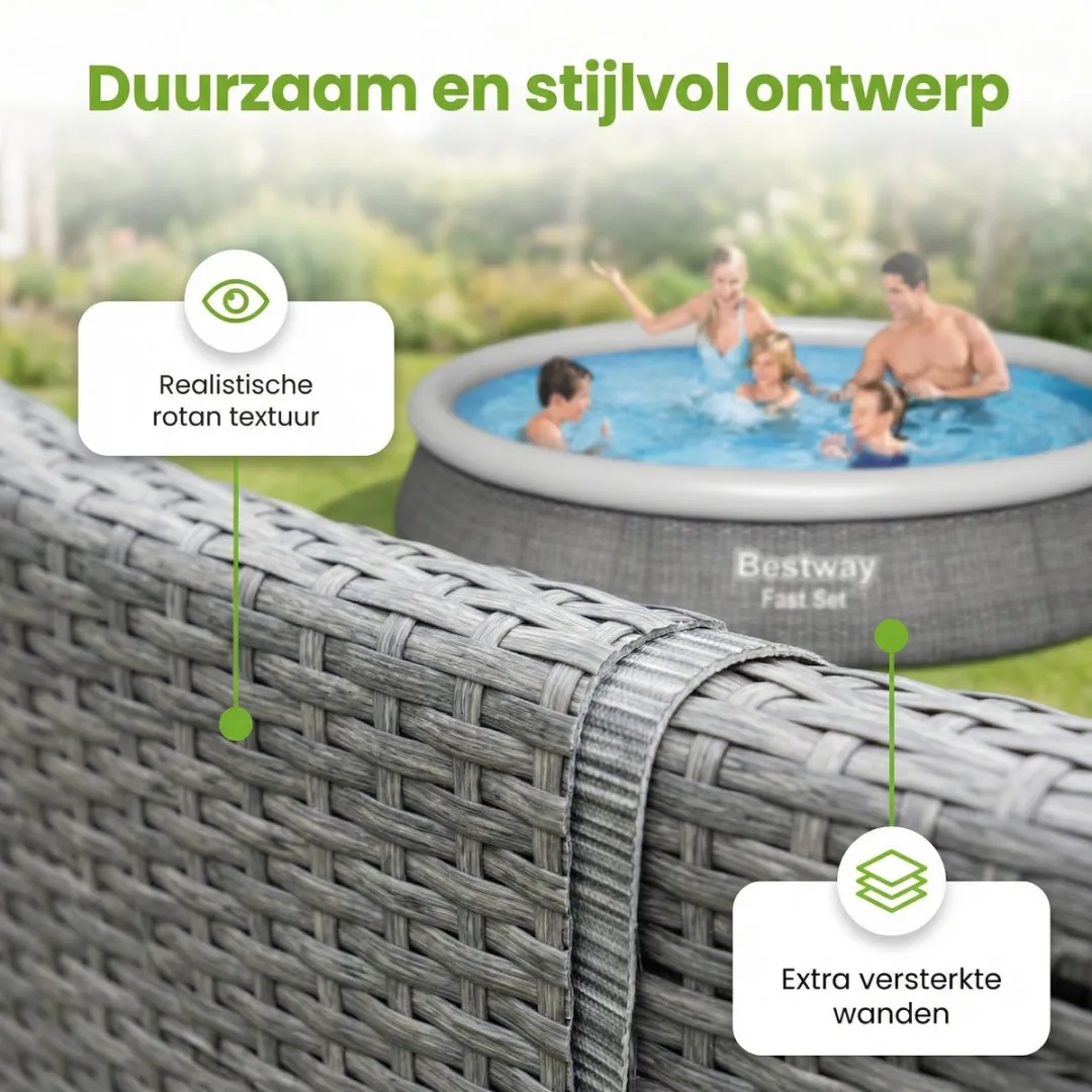 Bestway Fast Set Opblaasbaar Zwembad 396x84cm - 7340L - Grijs