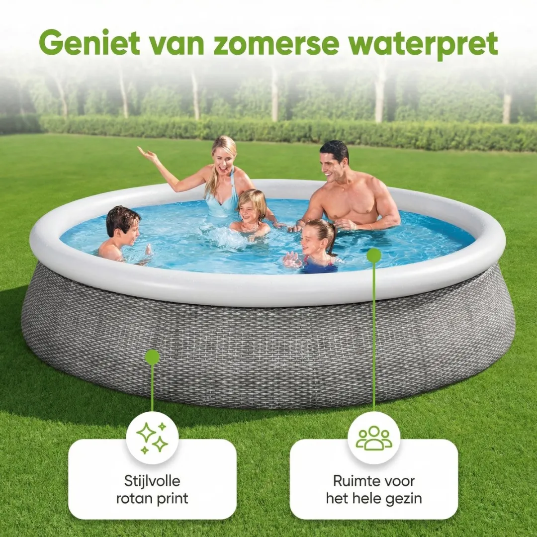 Bestway Fast Set Opblaasbaar Zwembad 396x84cm - 7340L - Grijs