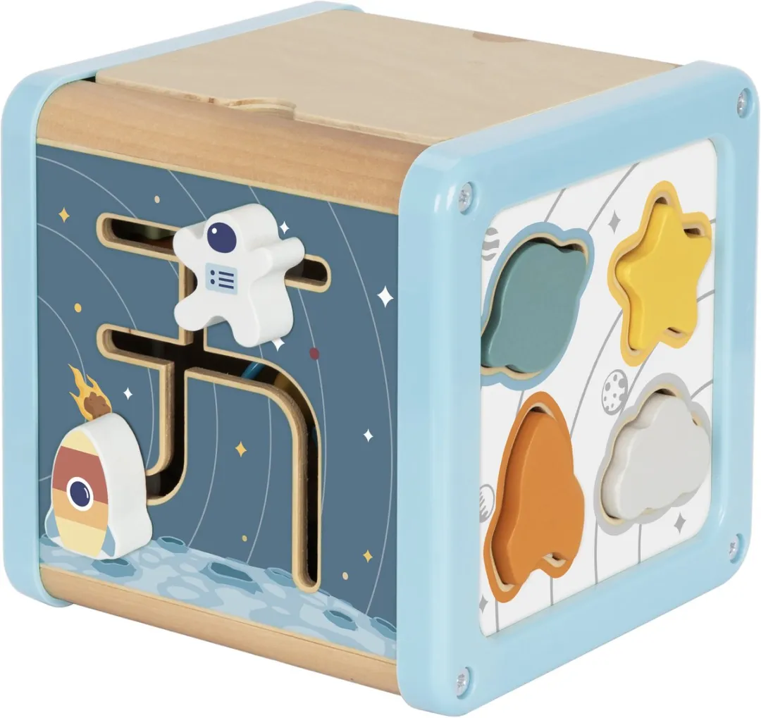 Tooky Toy Houten Activiteitenkubus Space Motoriek Speelgoed - Meerkleurig