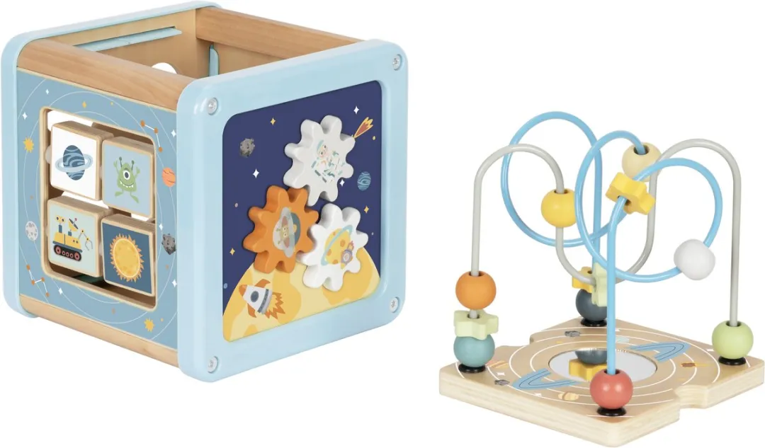 Tooky Toy Houten Activiteitenkubus Space Motoriek Speelgoed - Meerkleurig