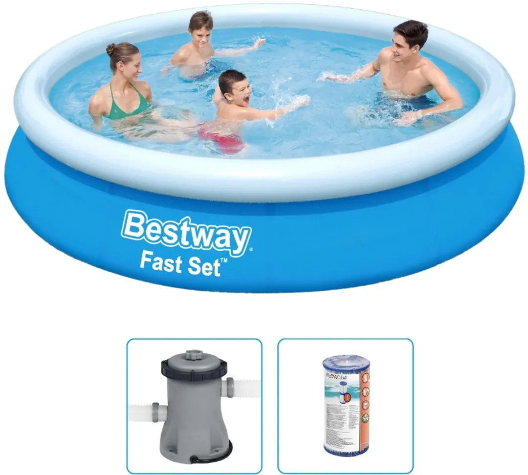 Bestway Fast Set Opblaasbaar Zwembad 366x76cm - 5377L - Blauw