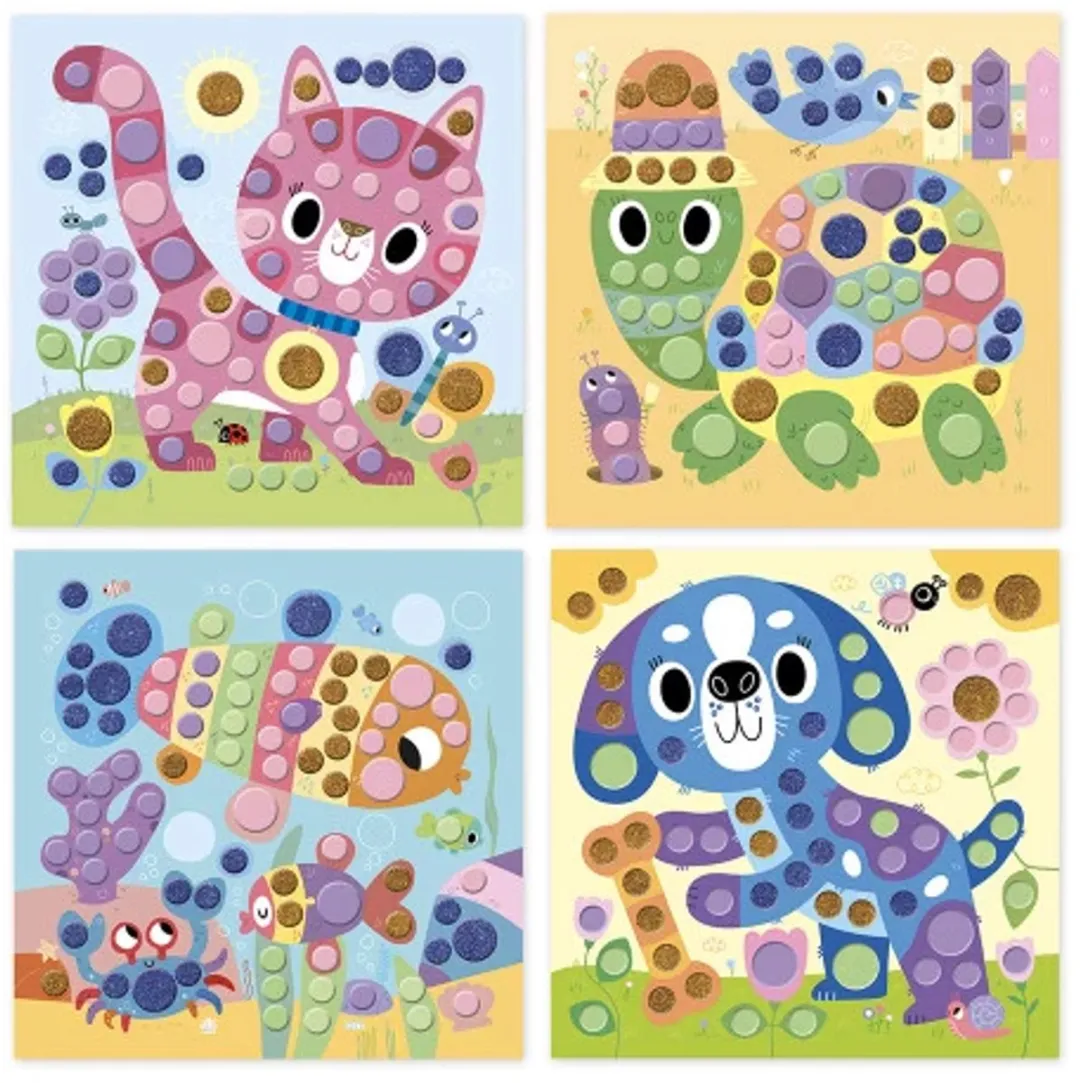 Janod Ronde Stickers Huisdieren - 8 Stuks Multikleur